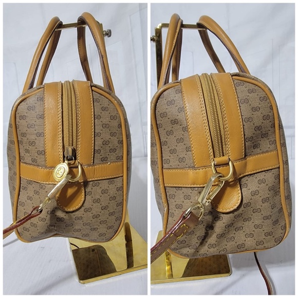 Authentic GUCCI Vintage Micro GG Canvas Boston Bag Beige/Brown - Picture 12 of 14